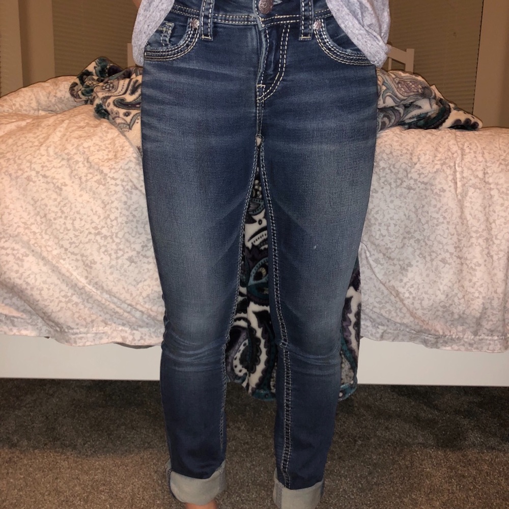Silver Suki Mid Pencil Skinny